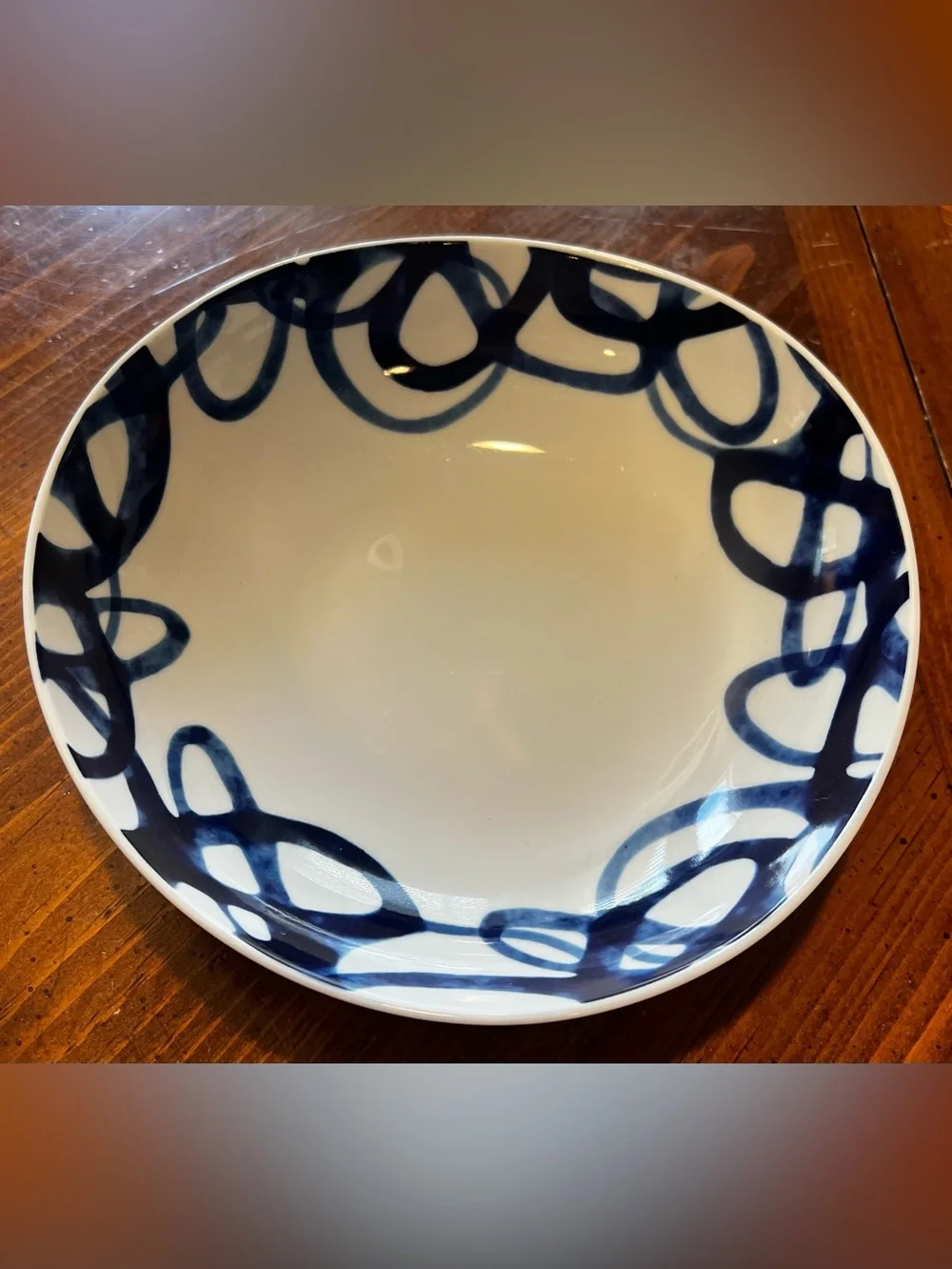 HTF 8” Crate & Barrel COMO Coupe Pasta Bowl Blue Swirl Pattern By Paola Navone